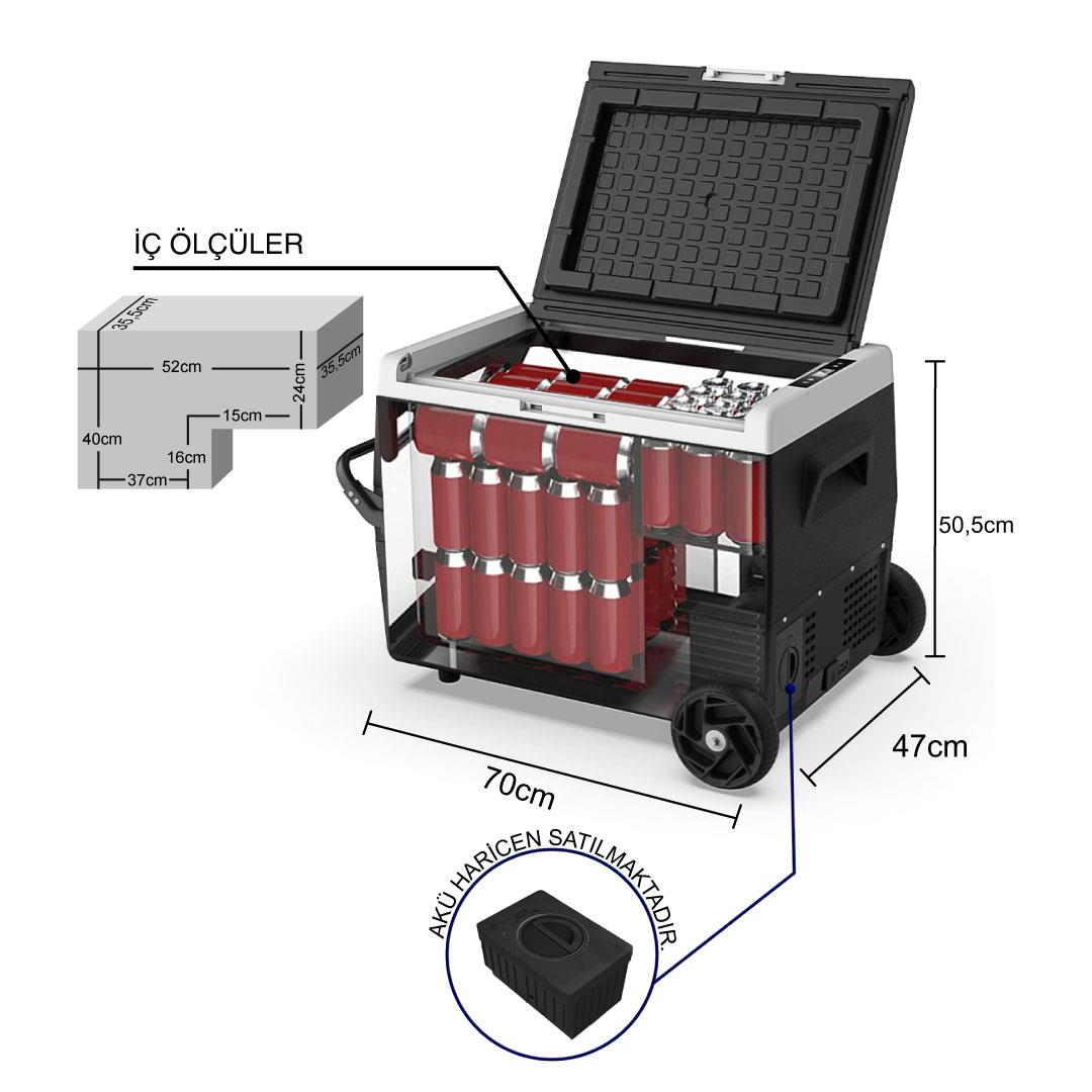 ICECO K65S 12/24Volt 65Lt Akülü/Kablolu/ Kompresörlü Tekerlekli Outdoor Oto Buzdolabı/Dondurucu (Akü Dahil Değildir) - . Görsel