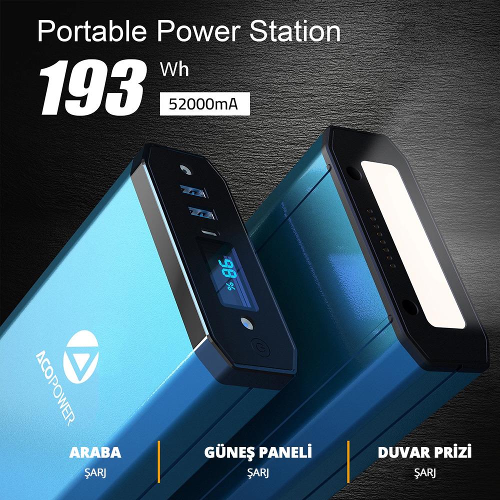 Acopower X230 14.8Volt 13Amper Li-ion Yedek Buzdolabı Aküsü + Powerbank + LED Lamba - . Görsel