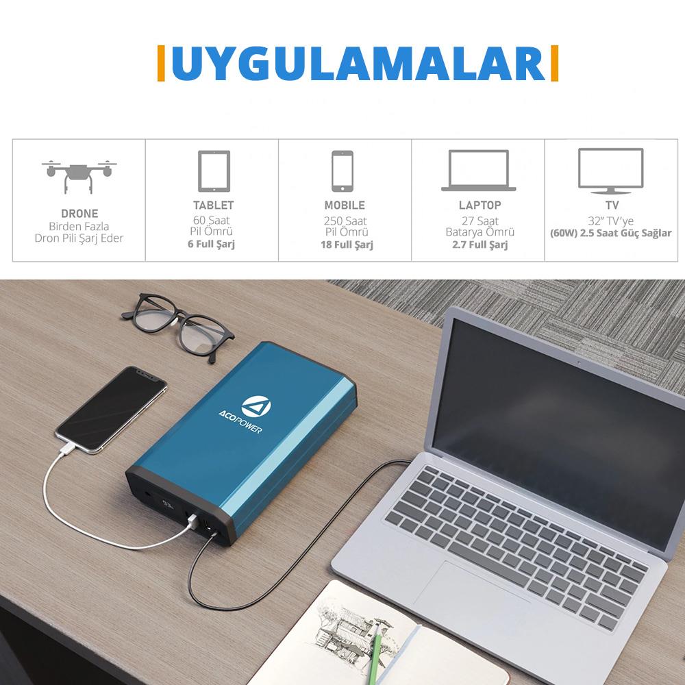 Acopower X230 14.8Volt 13Amper Li-ion Yedek Buzdolabı Aküsü + Powerbank + LED Lamba - . Görsel