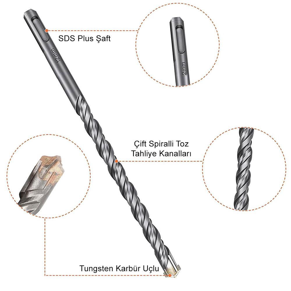 CAT DA03901 10 Parça Tungsten Karbür SDS-Plus Beton Matkap Uç Seti - . Görsel