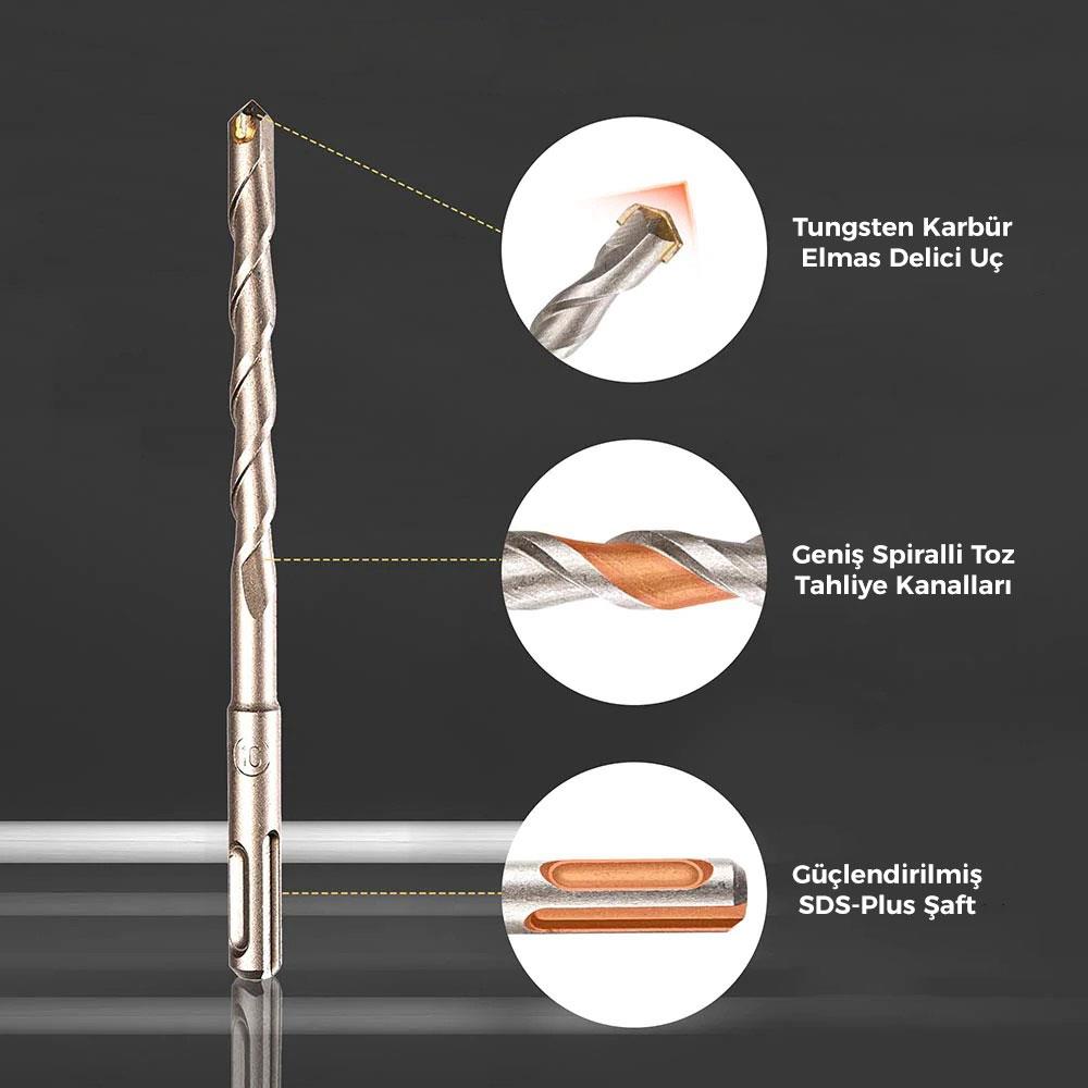 CAT DA03902 17 Parça Tungsten Karbür SDS-Plus Beton Kırıcı/Delici Matkap Ucu - . Görsel