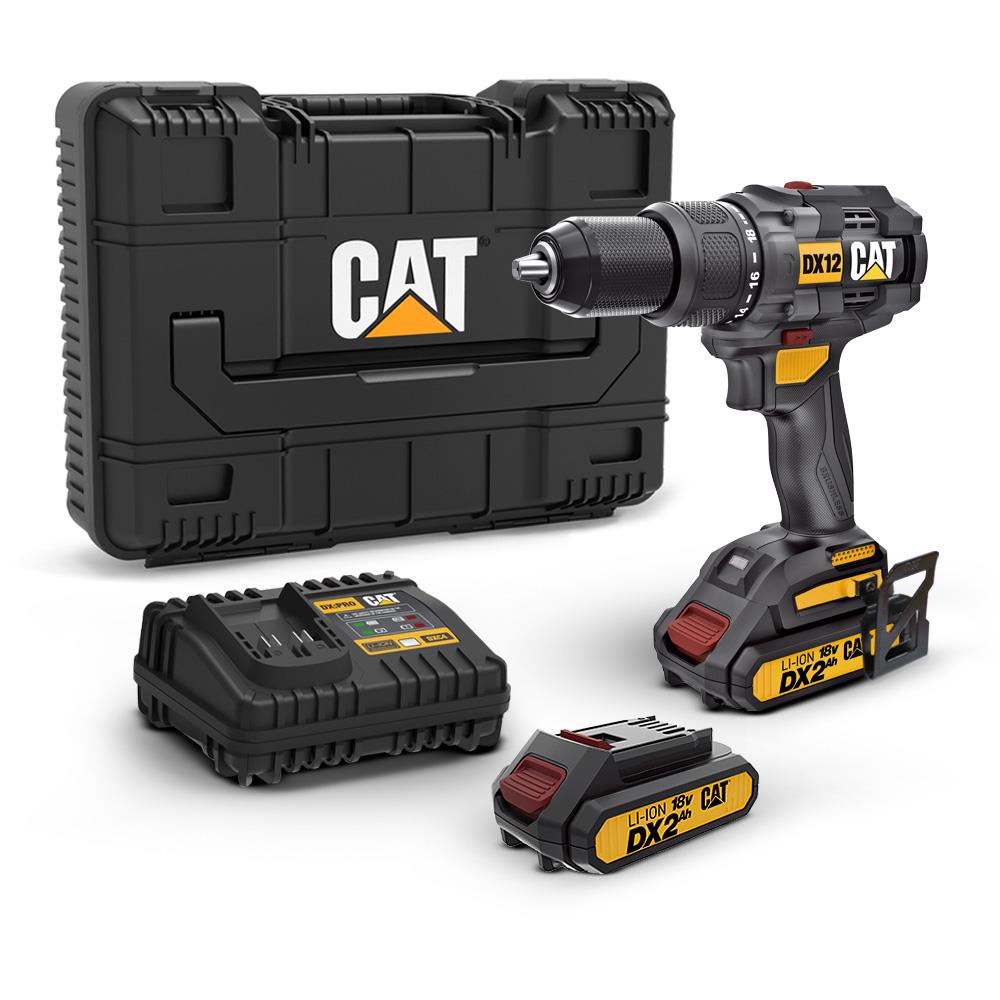 CAT DX12 18Volt/2.0Ah Li-ion Çift Akülü Kömürsüz Profesyonel Şarjlı Darbeli Matkap - . Görsel