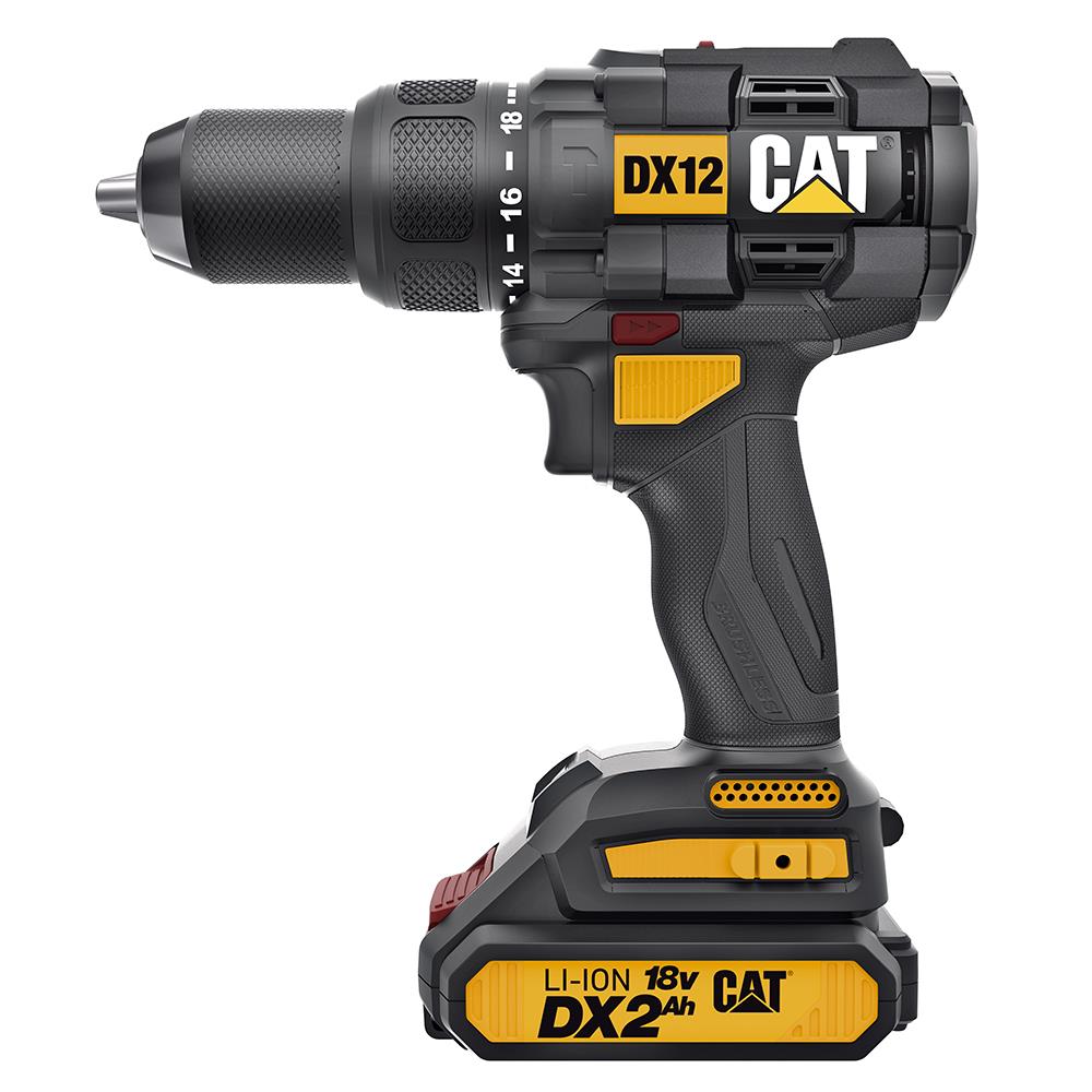 CAT DX12 18Volt/2.0Ah Li-ion Çift Akülü Kömürsüz Profesyonel Şarjlı Darbeli Matkap - . Görsel