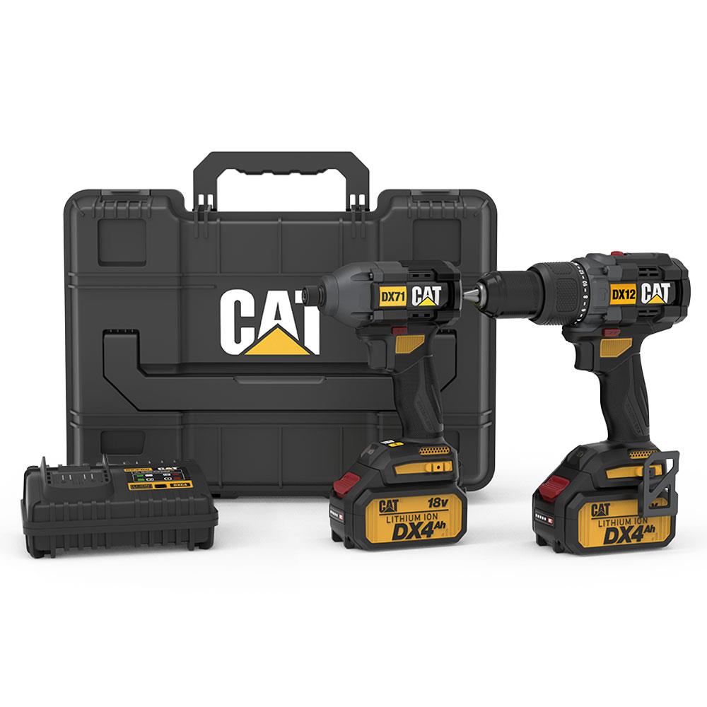 CAT DX12K.2 18Volt/4.0Ah Li-ion Çift Akülü Kömürsüz Şarjlı Darbeli Matkap + DX71.2 Darbeli Tornavida - . Görsel