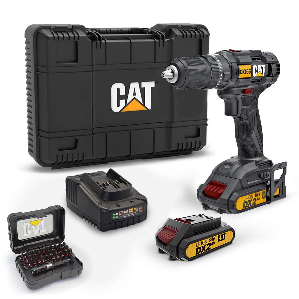 CAT DX155.1SET 18Volt/2.0Ah Li-ion Çift Akülü Profesyonel Şarjlı Darbeli Matkap + DA01901 32 Parça Vidalama Uç Seti - . Görsel