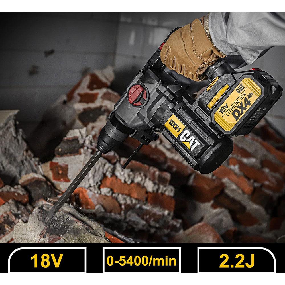 CAT DX21 18Volt 4.0Ah 2.2J Li-ion Çift Akülü Şarjlı SDS-Plus Kırıcı/Delici - . Görsel