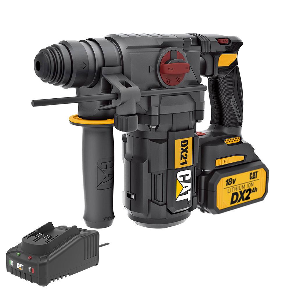 CAT DX21BC 18Volt 2.0Ah 2.2J Li-ion Tek Akülü Şarjlı Kömürsüz Profesyonel SDS-Plus Pnömatik Kırıcı/Delici - . Görsel