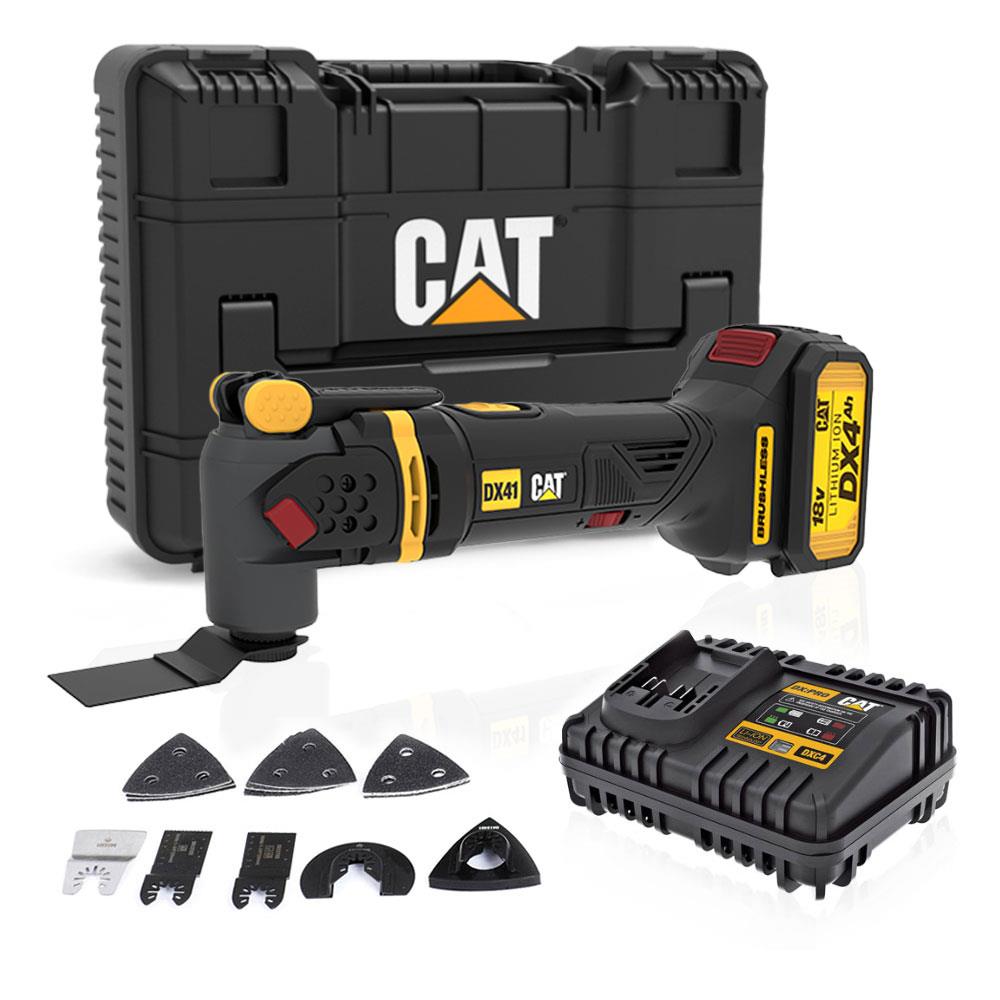 CAT DX41 18Volt/4.0Ah Li-ion Tek Akülü Kömürsüz Profesyonel Çok Amaçlı Devir Ayarlı Raspalama+14 Adet Aksesuar - . Görsel