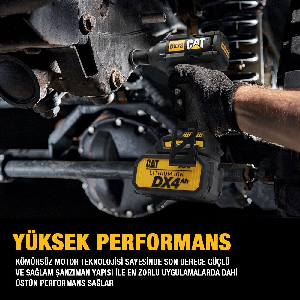 CAT DX72 18Volt/4.0Ah Li-ion Çift Akülü Şarjlı 350Nm Kömürsüz Profesyonel Somun Sıkma - . Görsel