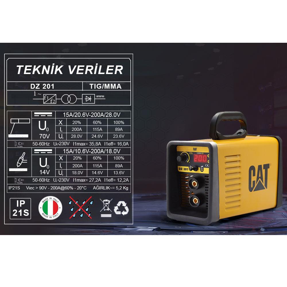 CAT DZ201 200 Amper TIG LIFT/MMA Çanta Tipi Profesyonel Dijital İnverter Kaynak Makinesi - . Görsel