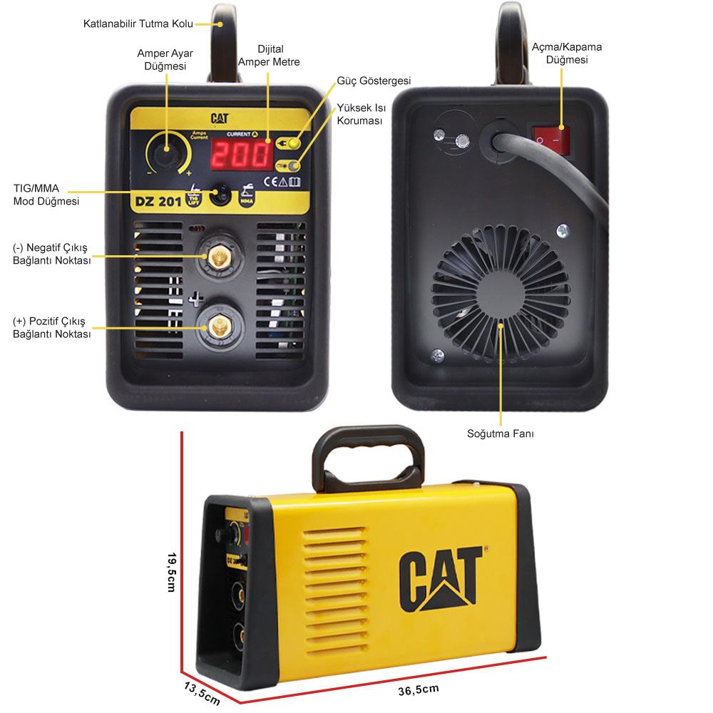 CAT DZ201 200 Amper TIG LIFT/MMA Çanta Tipi Profesyonel Dijital İnverter Kaynak Makinesi - . Görsel