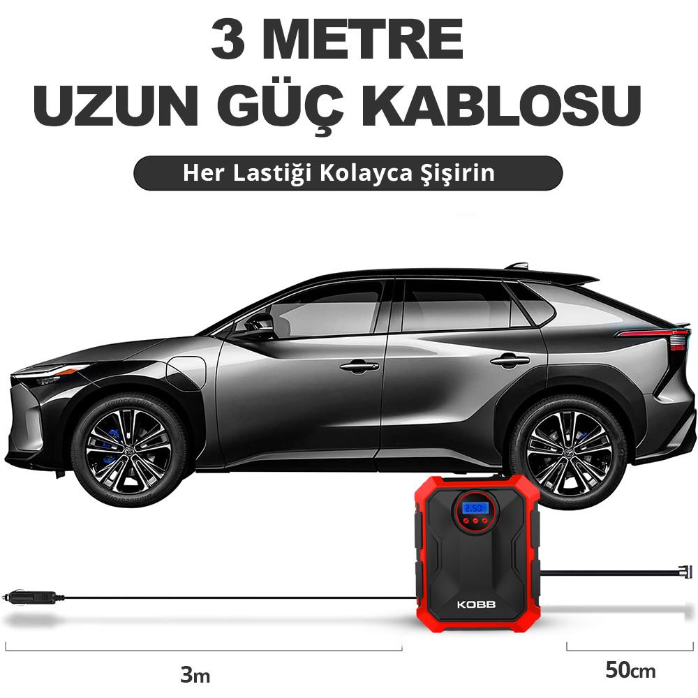 KOBB KB200 12Volt 150 PSI Ayarlanabilir Dijital Basınç Göstergeli Hava Lastik Şişirme Pompası - . Görsel