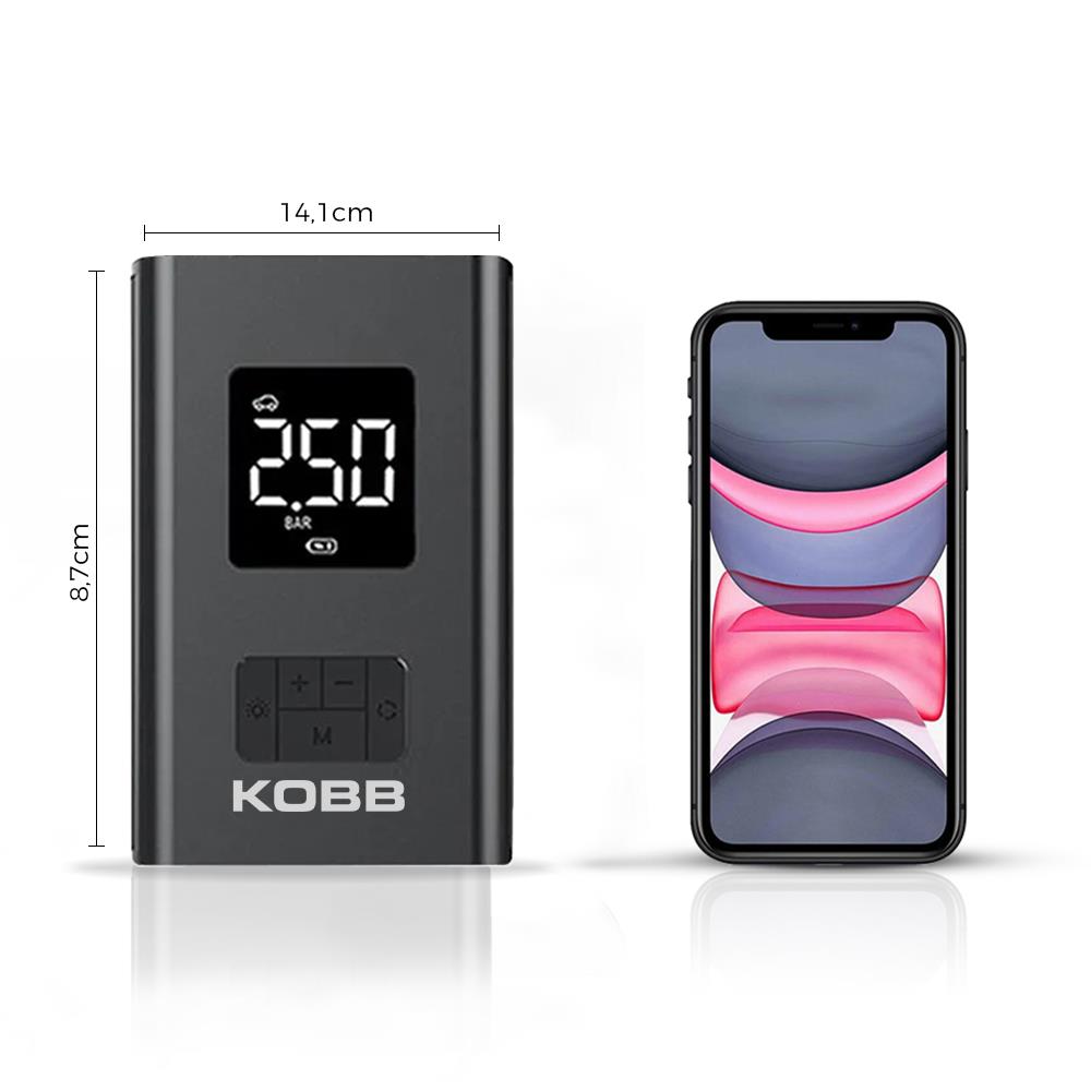 KOBB KB425 12V/Şarjlı Li-ion 150 PSI Dijital Göstergeli Akıllı Lastik Şişirme Pompası+ Powerbank + SOS + Led - . Görsel