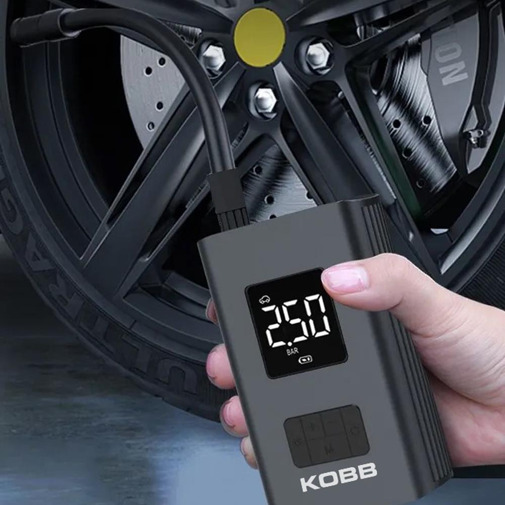 KOBB KB425 12V/Şarjlı Li-ion 150 PSI Dijital Göstergeli Akıllı Lastik Şişirme Pompası+ Powerbank + SOS + Led - . Görsel
