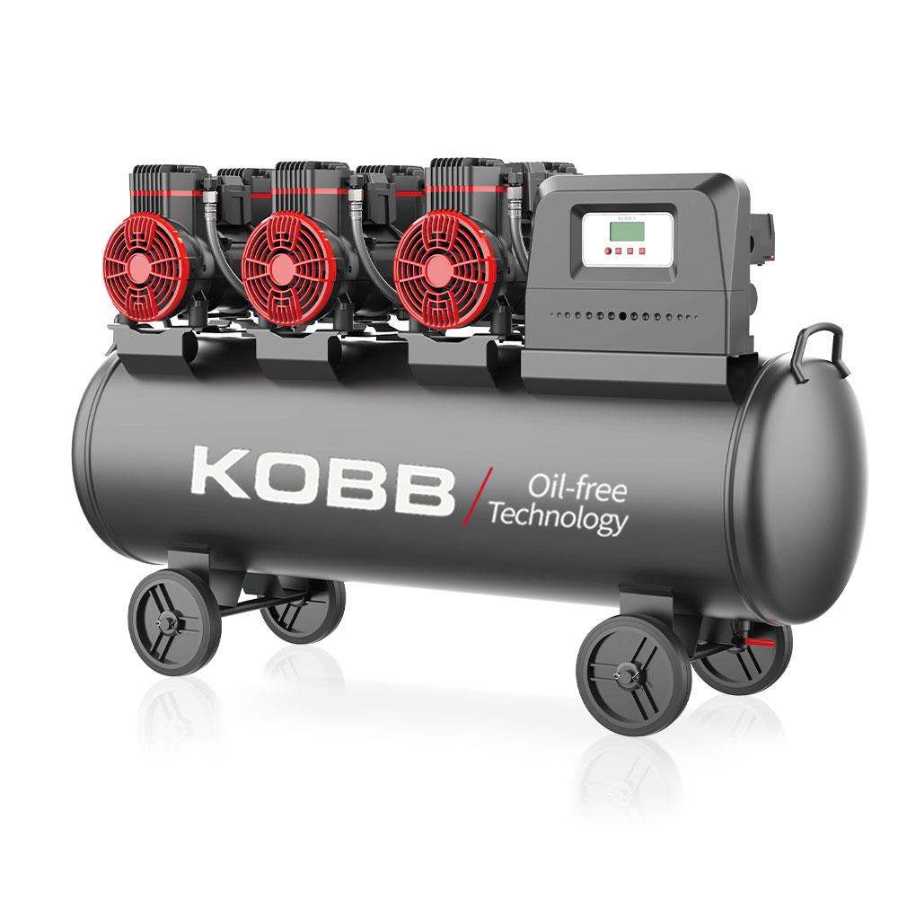 KOBB KBK100S 6.0HP 100Lt 8Bar Üç Motorlu Yağsız Sessiz Taşınabilir Hava Kompresörü - . Görsel