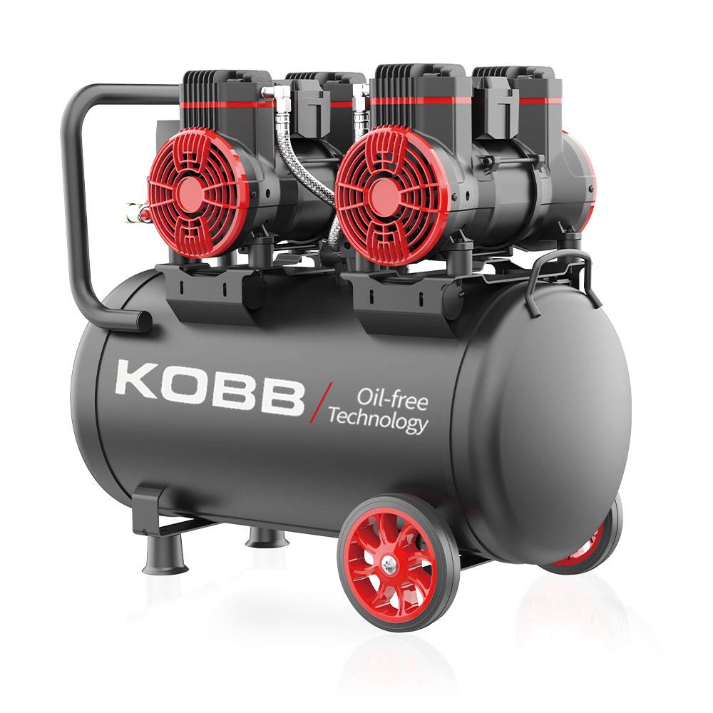 KOBB KBK50S2 4.0HP 50Lt 8Bar Çift Motorlu Yağsız Sessiz Taşınabilir Hava Kompresörü - . Görsel