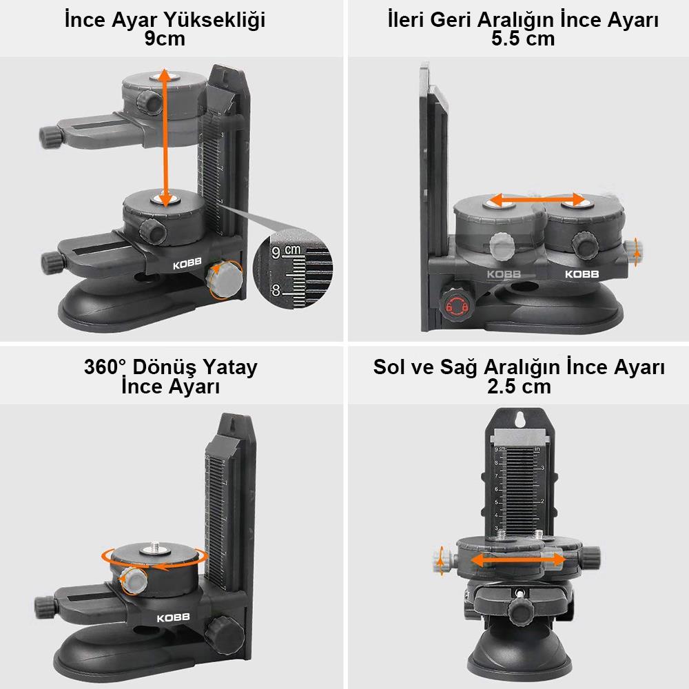 KOBB KBL10SET Mıknatıslı Hassas Ayarlanabilir Lazer Hizalama Aparatı+Mıknatıslı Lazer Hizalama Aparatı - . Görsel