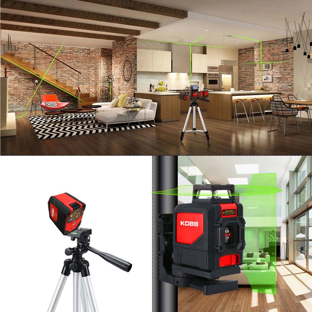 KOBB KBL30GTP 25 Metre Profesyonel Yatay 360° ve Dikey Otomatik Hizalamalı Yeşil Çapraz Çizgi Lazer Distomat + Tripod - . Görsel