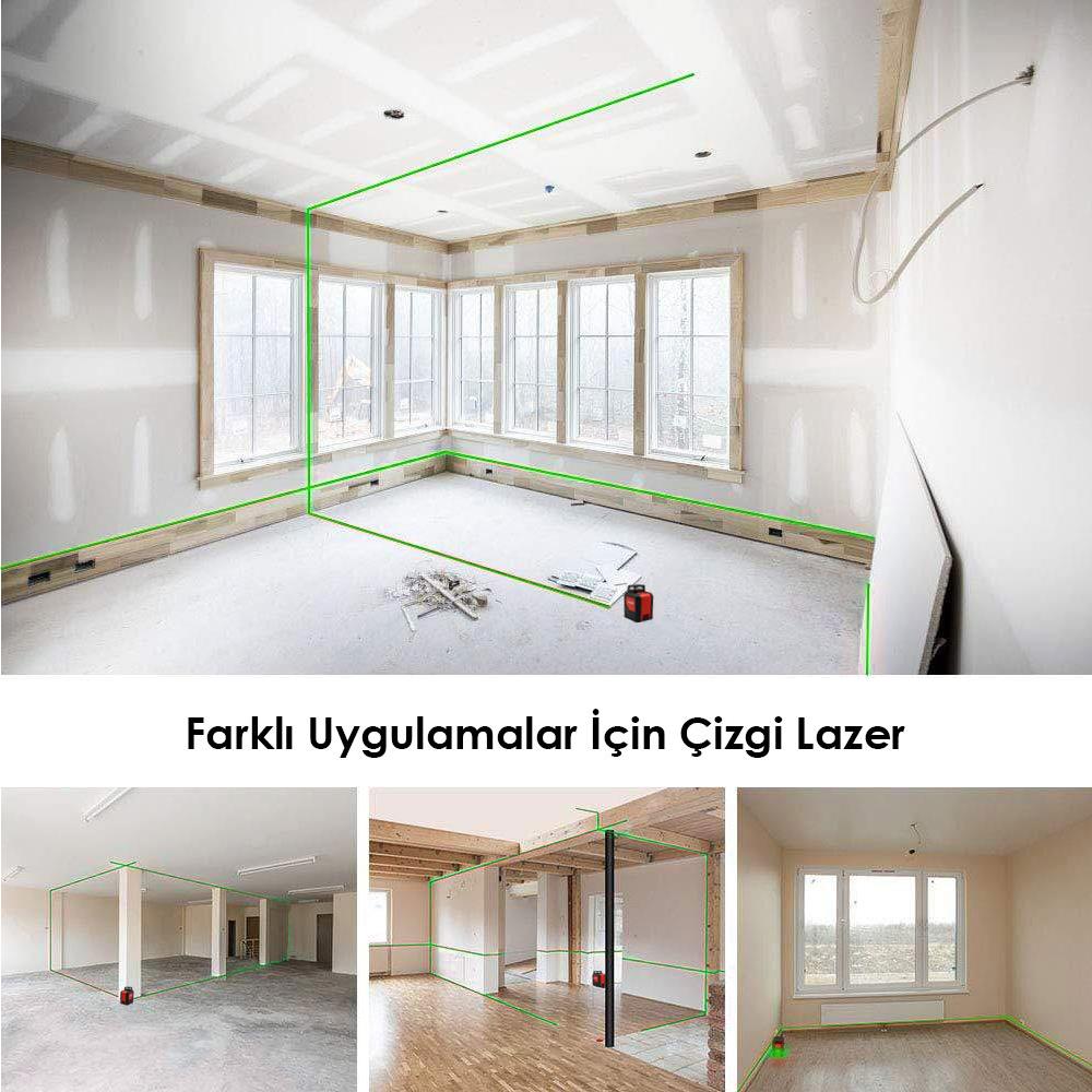KOBB KBL30GTP 25 Metre Profesyonel Yatay 360° ve Dikey Otomatik Hizalamalı Yeşil Çapraz Çizgi Lazer Distomat + Tripod - . Görsel