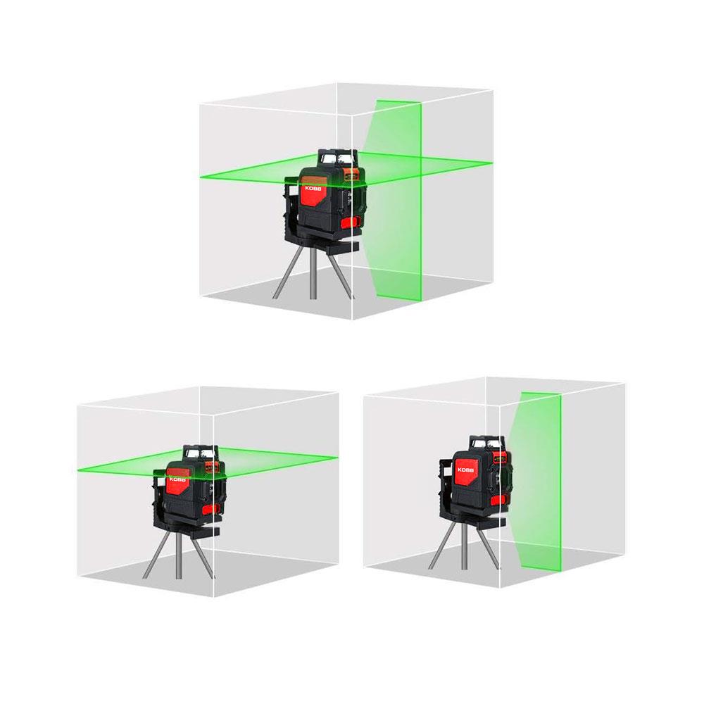 KOBB KBL30GTP 25 Metre Profesyonel Yatay 360° ve Dikey Otomatik Hizalamalı Yeşil Çapraz Çizgi Lazer Distomat + Tripod - . Görsel
