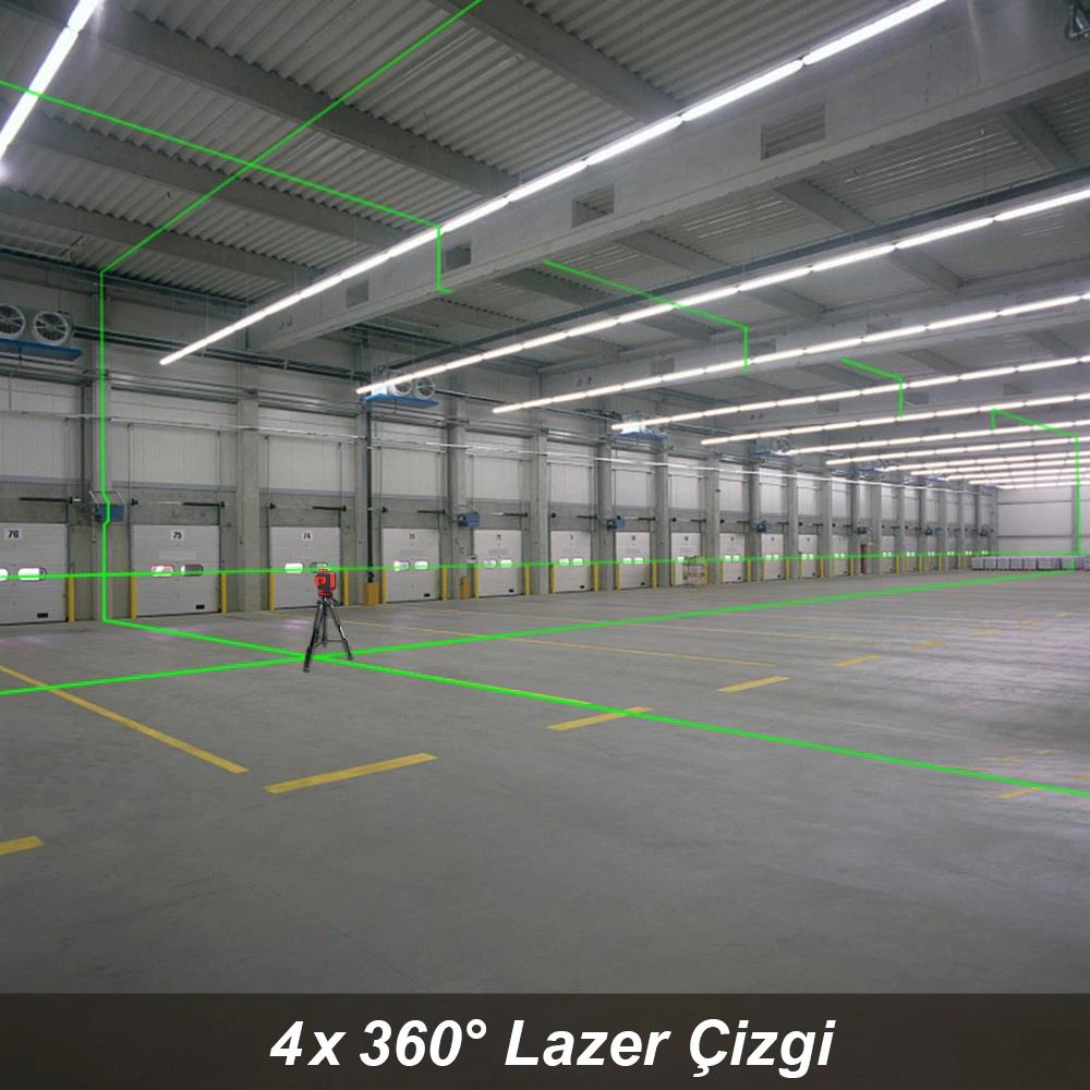 KOBB KBL35G Profesyonel Li-ion Şarjlı 4X360⁰ Otomatik Hizalamalı Yeşil Çapraz Çizgi Lazer Distomat+Uzaktan Kumanda - . Görsel