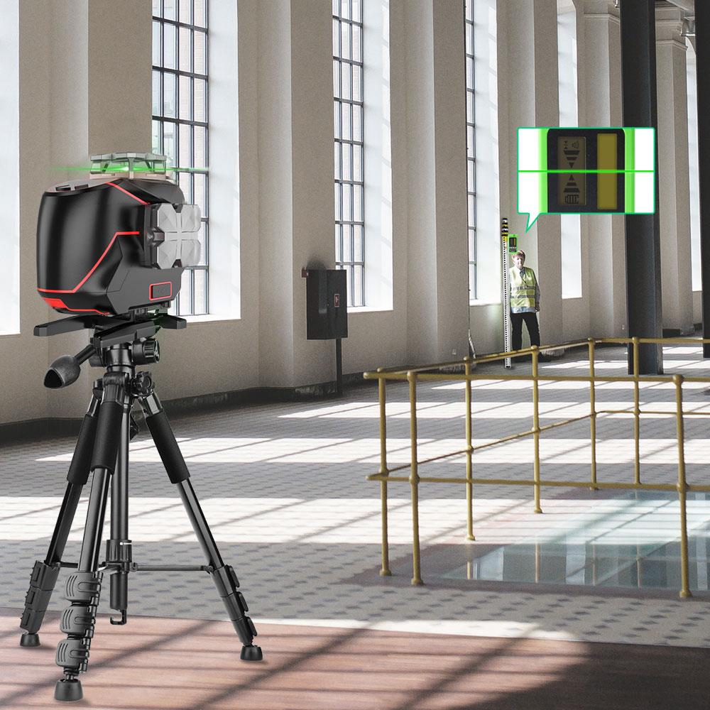KOBB KBL36GTP Profesyonel Li-ion Şarjlı 4X360⁰ LCD Ekran Otomatik Hizalamalı Yeşil Çapraz Çizgi Lazer Distomat+Tripod - . Görsel