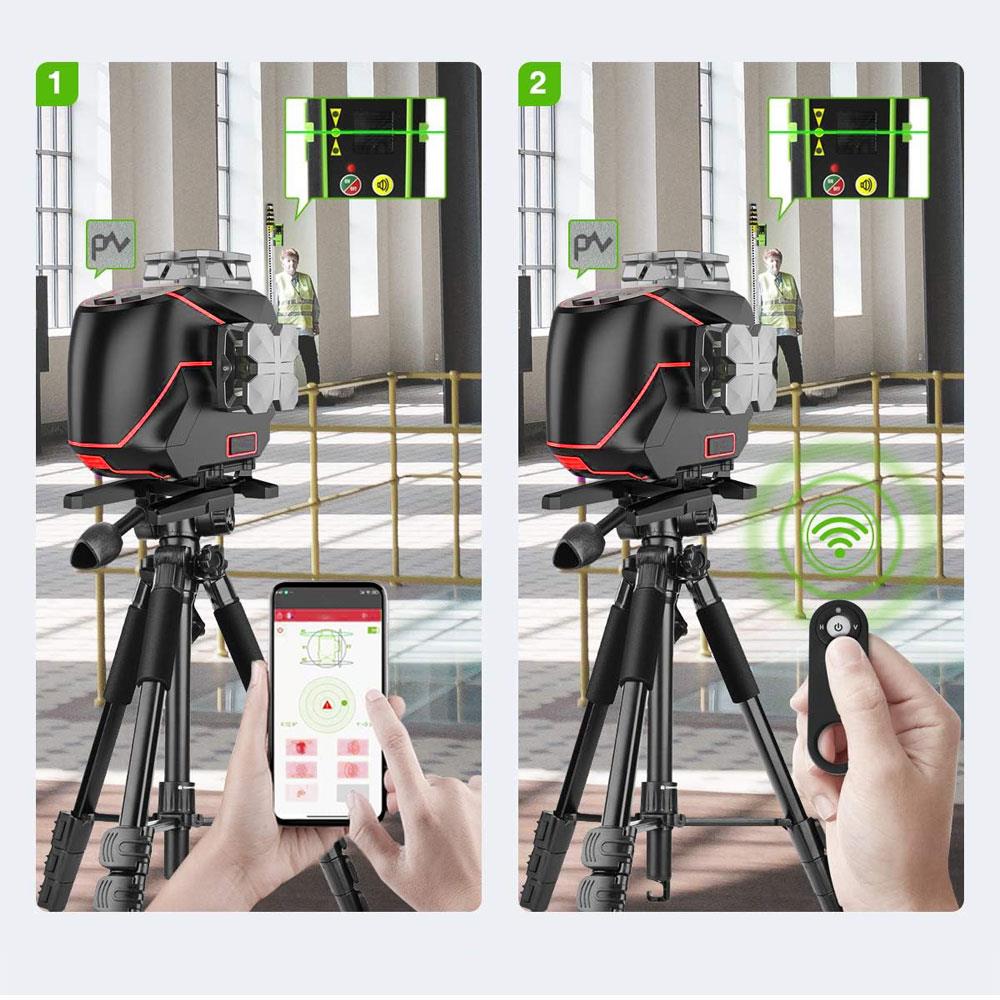 KOBB KBL36GTP Profesyonel Li-ion Şarjlı 4X360⁰ LCD Ekran Otomatik Hizalamalı Yeşil Çapraz Çizgi Lazer Distomat+Tripod - . Görsel