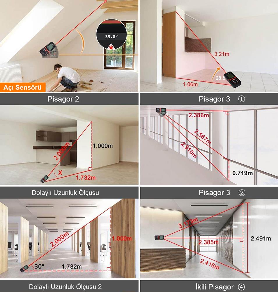 KOBB KBL50 50m Profesyonel Li-ion Şarjlı Lazer Metre - . Görsel