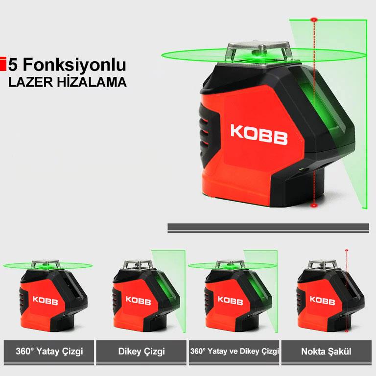 KOBB KBL88G 25M Profesyonel Yatay 360° ve Dikey Otomatik Hizalamalı Nokta Şakül ve Yeşil Çapraz Çizgi Lazer Distomat - . Görsel