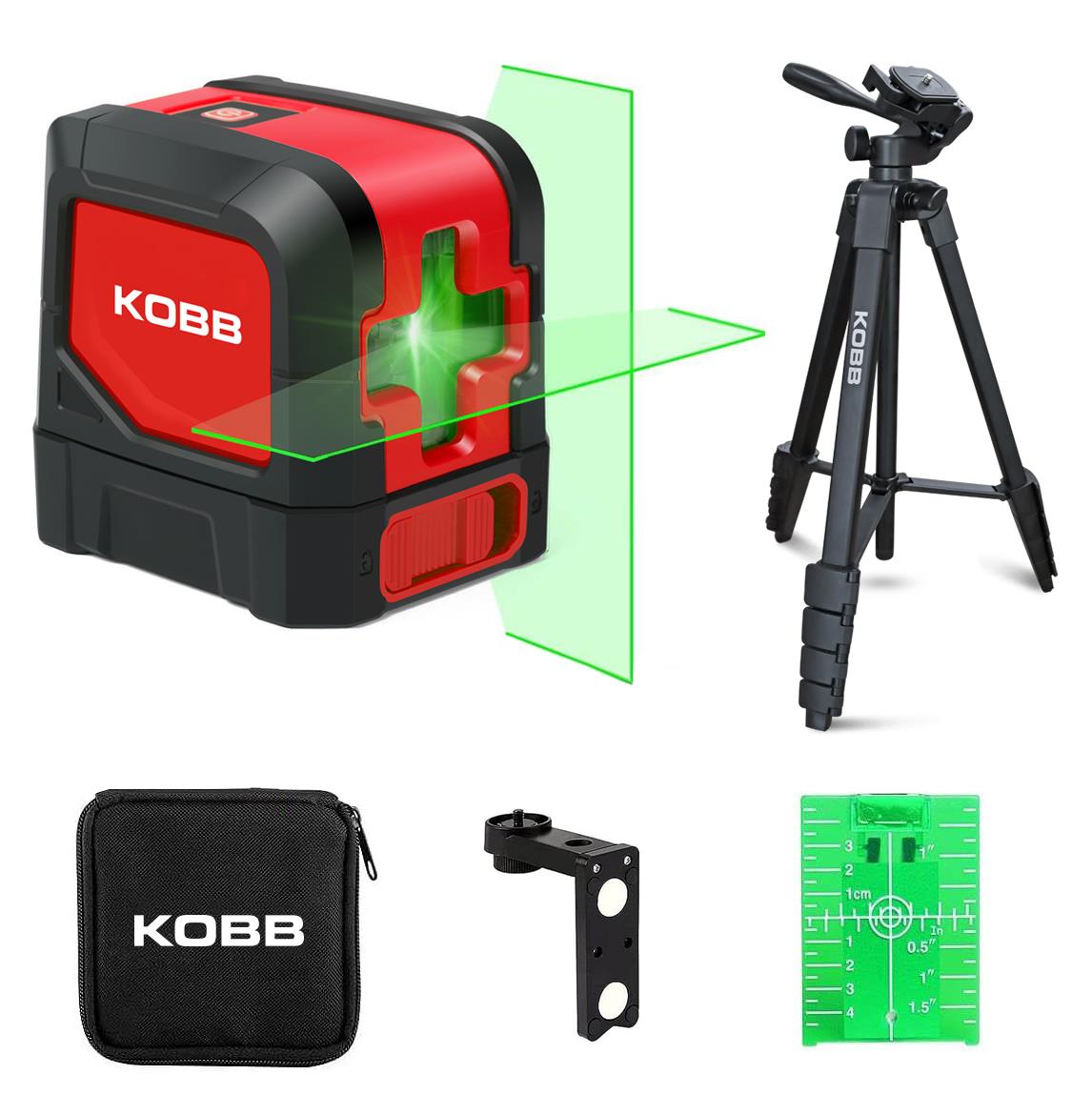 KOBB KBL91GTP 30 Metre Profesyonel Yatay ve Dikey Otomatik Hizalamalı Yeşil Çapraz Çizgi Lazer Distomat + Tripod - . Görsel