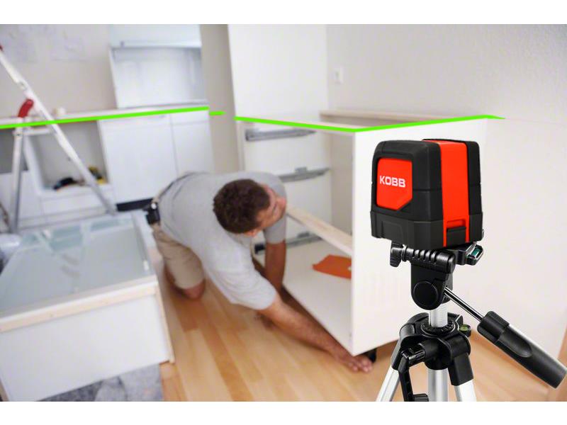 KOBB KBL91GTP 30 Metre Profesyonel Yatay ve Dikey Otomatik Hizalamalı Yeşil Çapraz Çizgi Lazer Distomat + Tripod - . Görsel