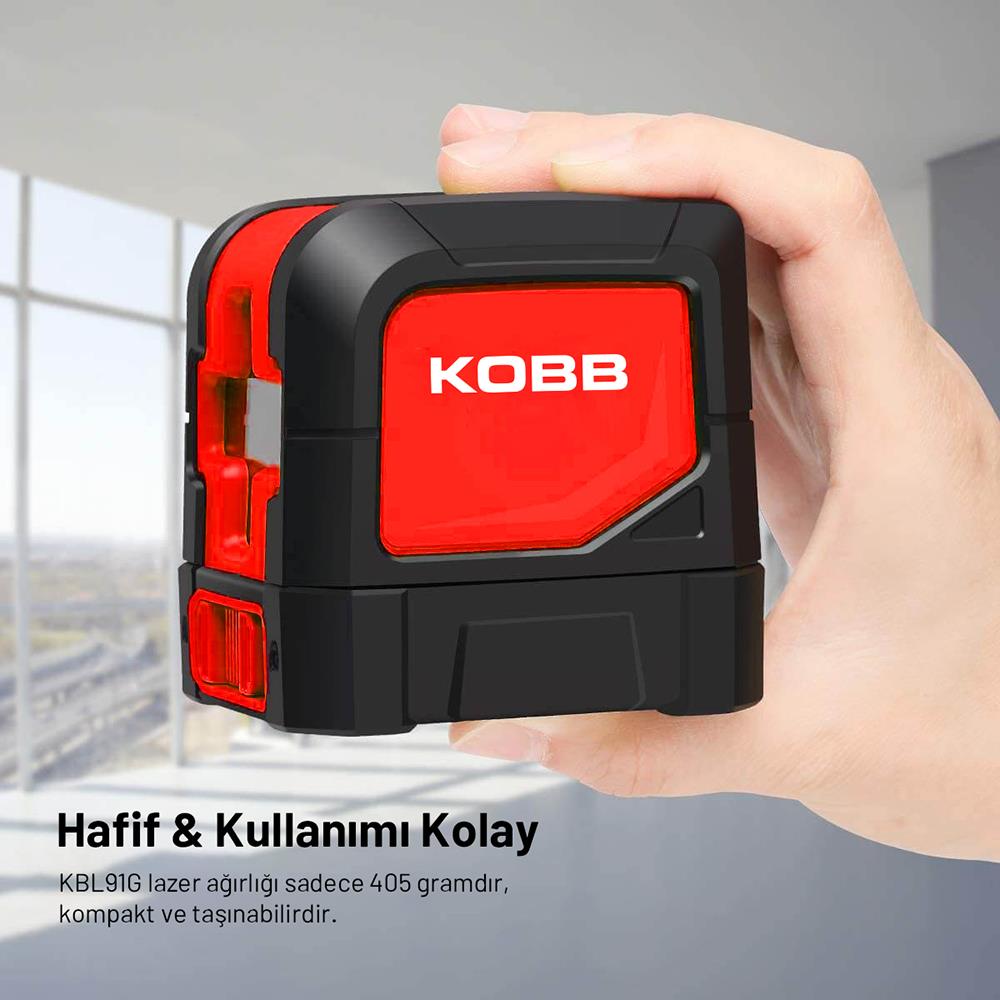 KOBB KBL91GTP 30 Metre Profesyonel Yatay ve Dikey Otomatik Hizalamalı Yeşil Çapraz Çizgi Lazer Distomat + Tripod - . Görsel