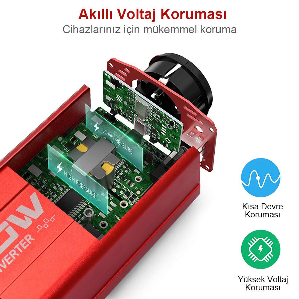 KOBB KBN300 12V/220V 300Watt Modifiye Sinüs Dönüştürücü İnvertör - . Görsel