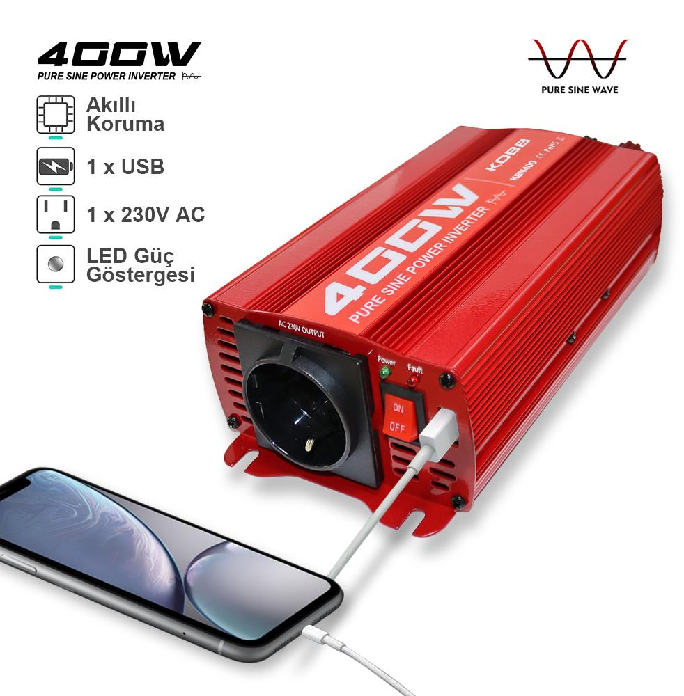 KOBB KBN400 12V/220V 400Watt Tam Sinüs Dönüştürücü İnvertör - . Görsel
