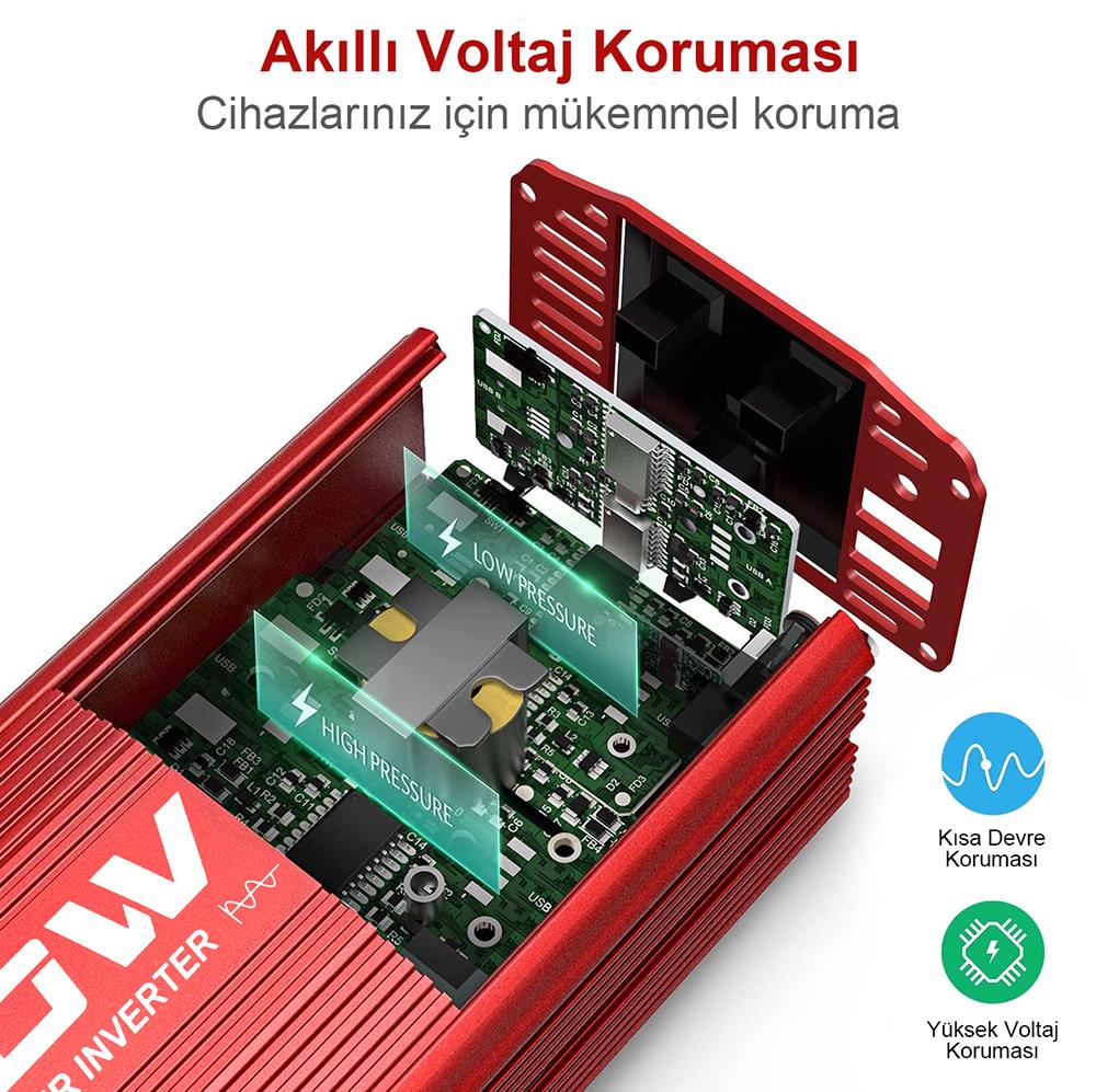 KOBB KBN400 12V/220V 400Watt Tam Sinüs Dönüştürücü İnvertör - . Görsel