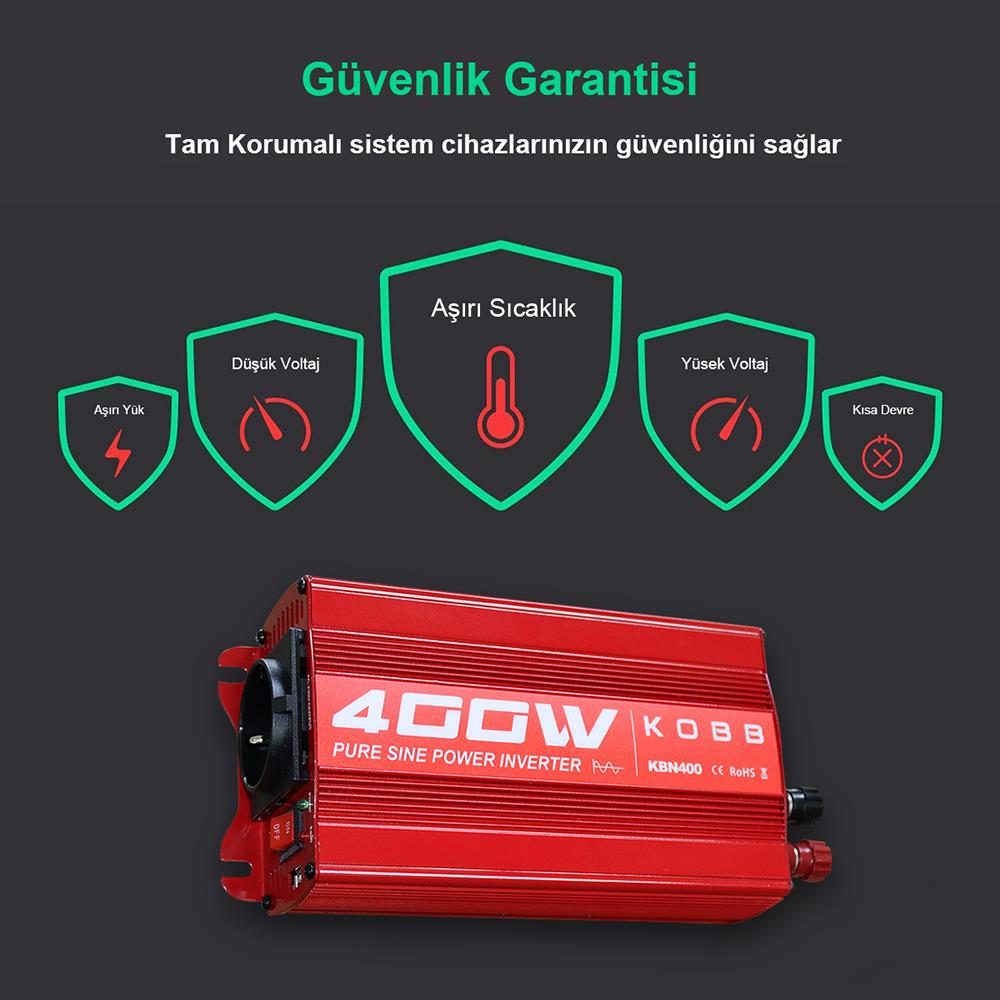 KOBB KBN400 12V/220V 400Watt Tam Sinüs Dönüştürücü İnvertör - . Görsel