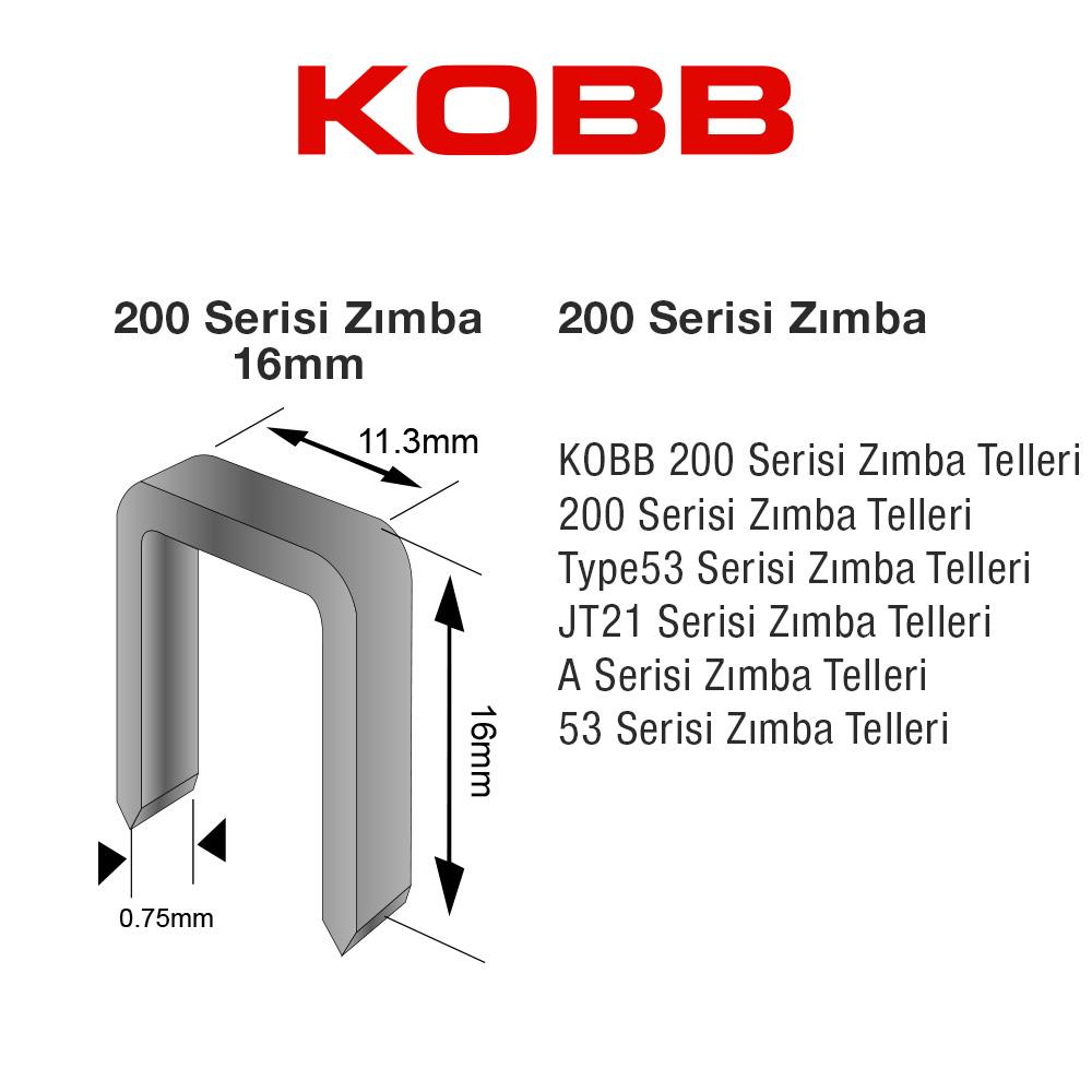 KOBB KBZ216 16mm 2500 Adet 200 Serisi Ağır Hizmet Tipi Zımba Teli - . Görsel