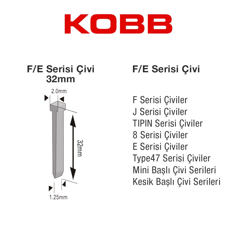 KOBB KBZ32F 32mm 2500 Adet F/E/J/8 Serisi Ağır Hizmet Tipi Kesik Başlı Çivi - . Görsel
