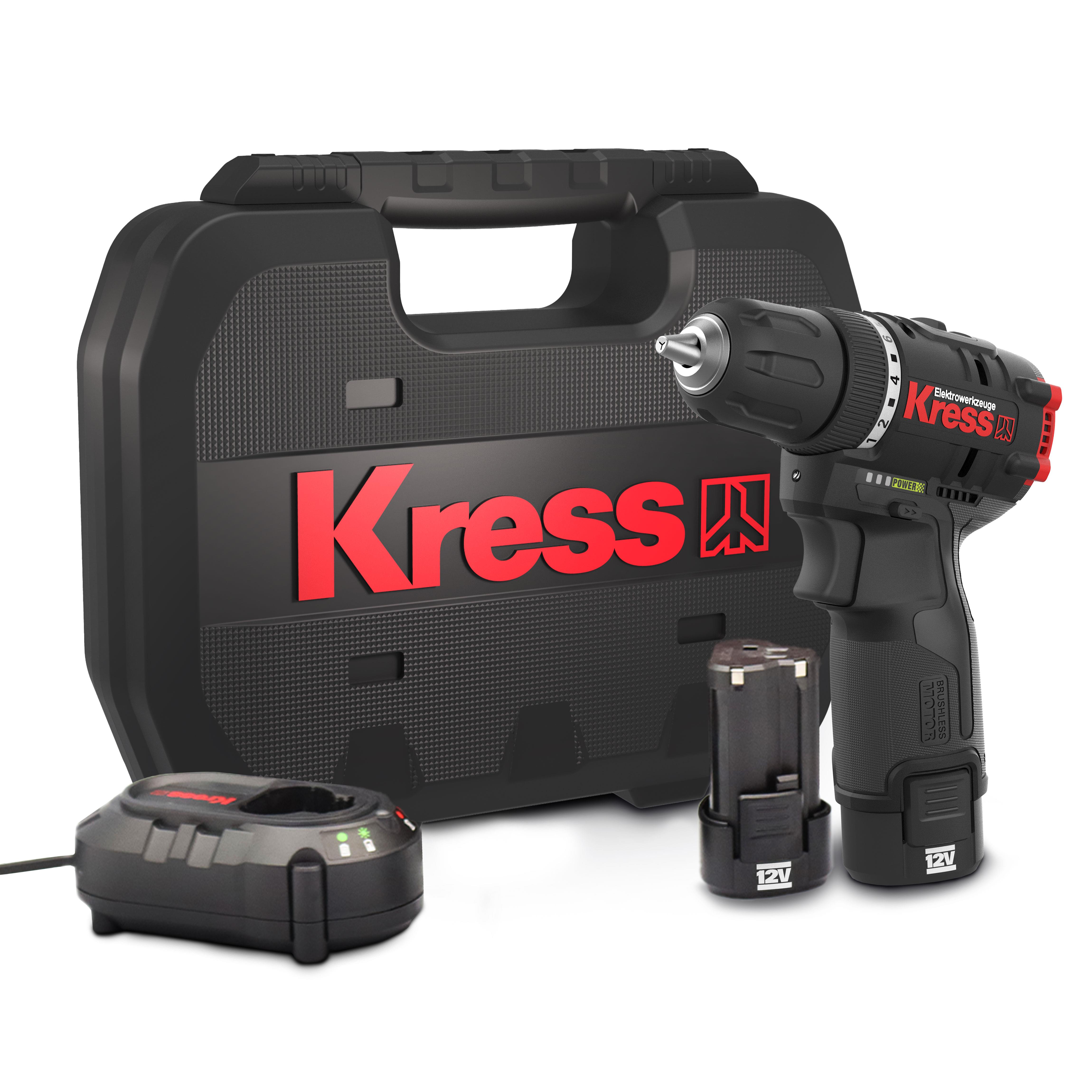 Kress KUA24 12Volt/2.0Ah Li-ion Çift Akülü Kömürsüz Profesyonel Şarjlı Matkap - . Görsel