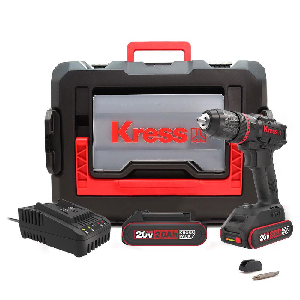 Kress KUC30.1 20Volt/2.0Ah Li-ion 60Nm Çift Akülü Kömürsüz Profesyonel Şarjlı Darbeli Matkap - . Görsel