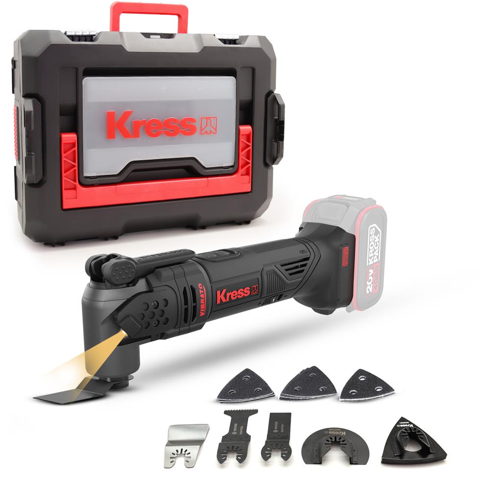 Kress KUD12.91 20Volt Kömürsüz Profesyonel Çok Amaçlı Kesme Raspalama ve Zımpara + 24 Parça Aks (Akü Dahil Değildir) - . Görsel