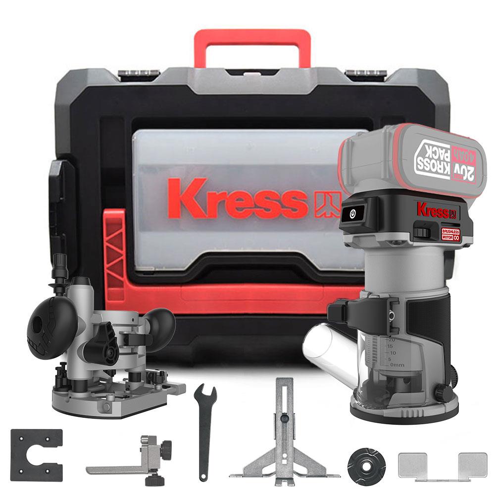 Kress KUD26.91 20Volt Kömürsüz 6/8mm Devir Ayarlı Şarjlı Profesyonel Avuç İçi El Frezesi Formika Tıraşlama (Akü Dahil Değildir) - . Görsel