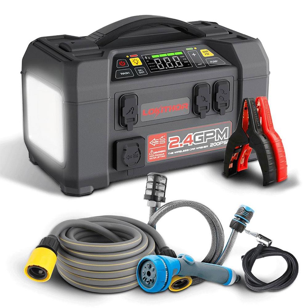 Lokithor AW401 12V 2500Amp Li-Polimer Akıllı Akü Takviye+Pompa+Basınçlı Yıkama+Powerbank+Led Lamba - . Görsel
