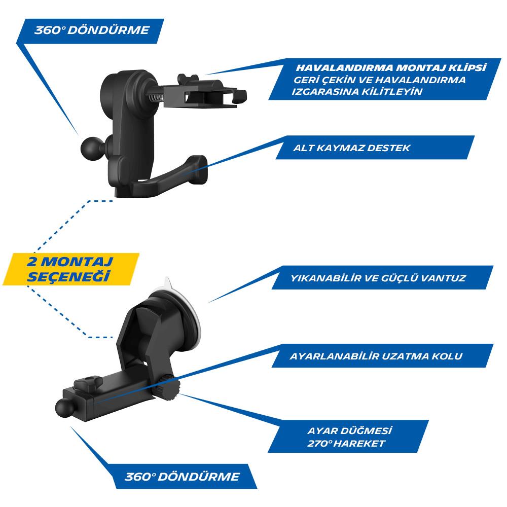 Michelin MC33368 Wireless Telefon Şarj Cihazı ve Dokunmatik Akıllı Telefon Tutucu - . Görsel
