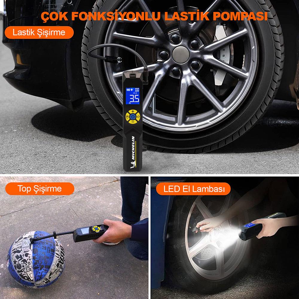 Michelin MC33382 Şarjlı Li-ion 150PSI Taşınabilir Dijital Basınç Göstergeli Led Aydınlatmalı Lastik Şişirme Pompası - . Görsel