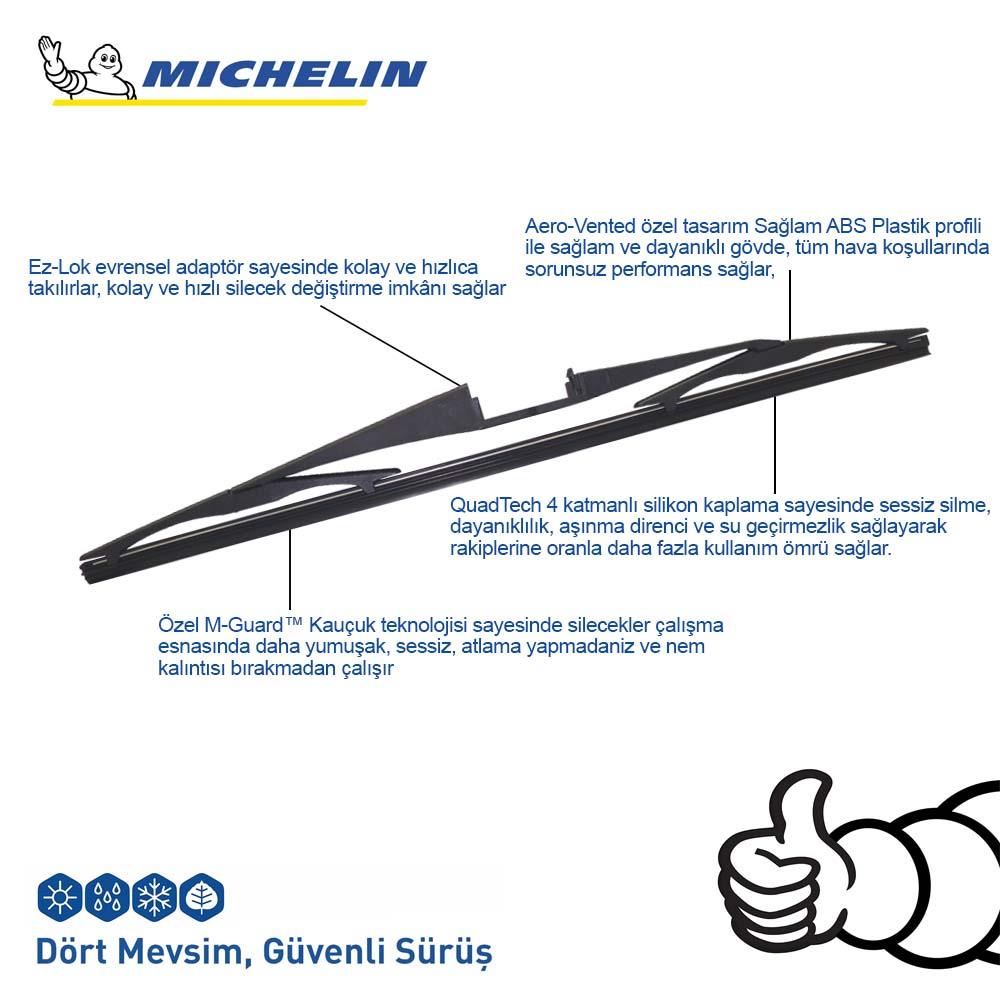 Michelin Rainforce™ MCR250 25CM 1 Adet Universal Telli Hibrit Arka Silecek - . Görsel