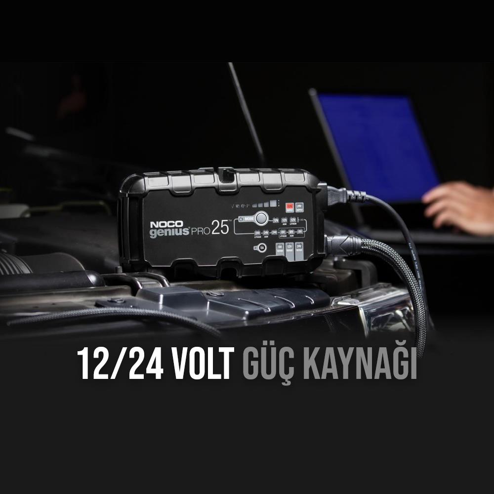 NOCO GENIUSPRO25 6V/12V/24V 1000A Akıllı Akü Şarj ve Akü Bakım/Desülfatör/Power Supply - . Görsel
