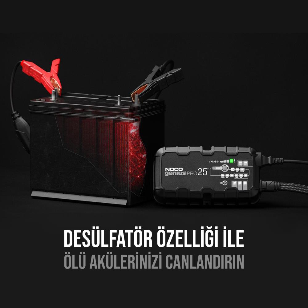 NOCO GENIUSPRO25 6V/12V/24V 1000A Akıllı Akü Şarj ve Akü Bakım/Desülfatör/Power Supply - . Görsel