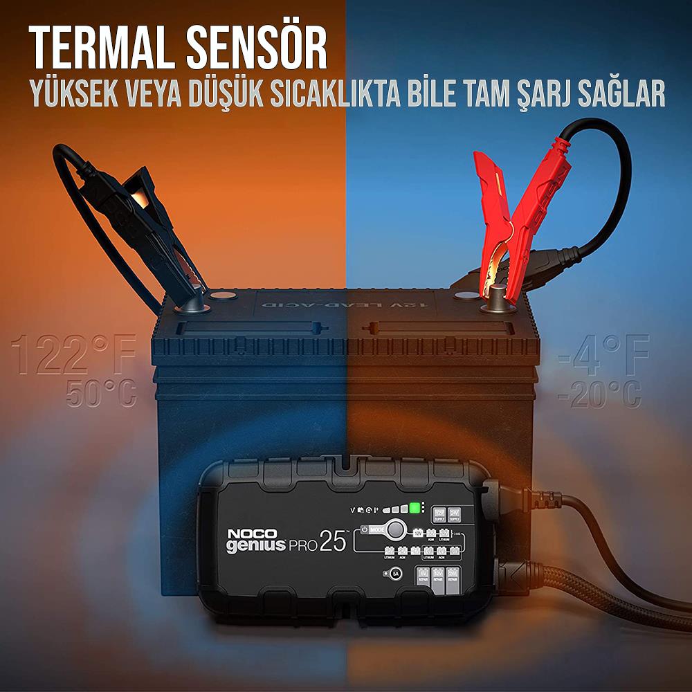 NOCO GENIUSPRO25 6V/12V/24V 1000A Akıllı Akü Şarj ve Akü Bakım/Desülfatör/Power Supply - . Görsel