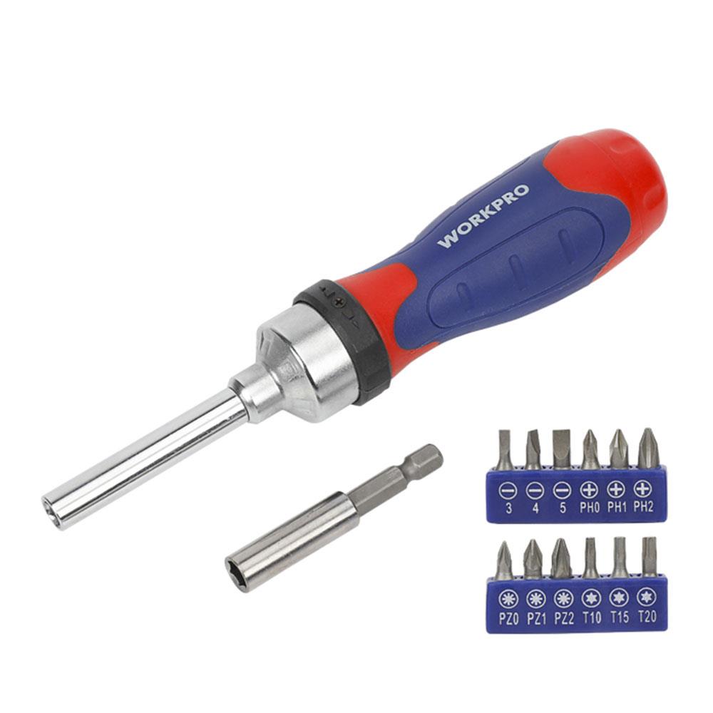 WORKPRO WP200524 14 Parça Profesyonel CR-V Cırcırlı Bits Tornavida Seti - . Görsel